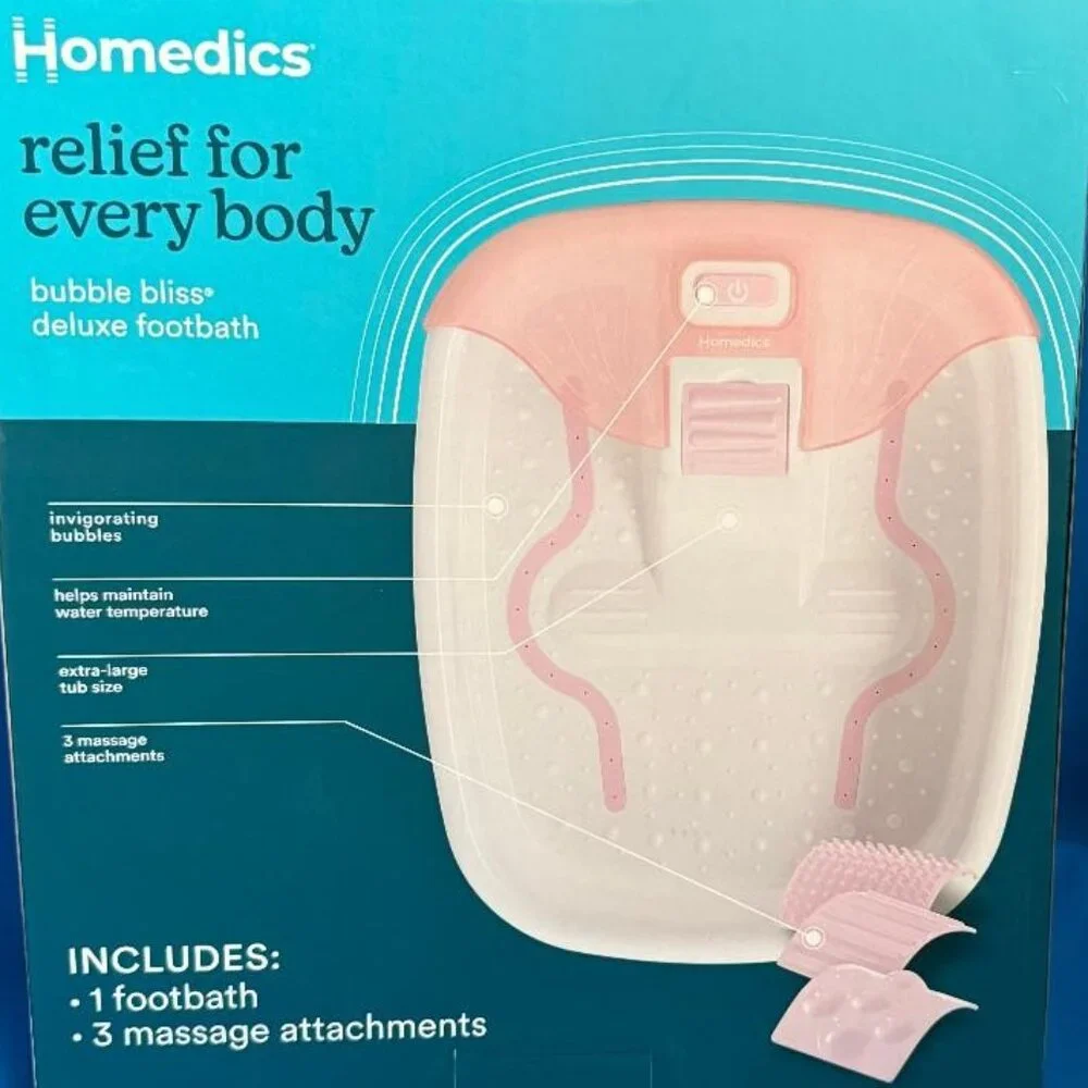 BRAND NEW  HOMEDICS BUBBLE BLISS DELUXE SOOTHING FOOTBATH W/ MASSAGE ATTACHMENTS